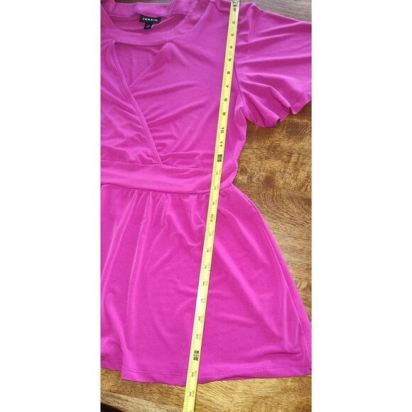 Torrid Size 00 Fushia v neck blouse flowy polyester spandex blend - Picture 6 of 14
